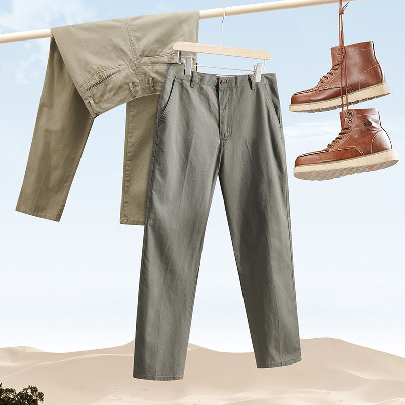 Men's Loose Fit Straight Leg Casual Trousers - Comfortable Daily Wear Pants for Men