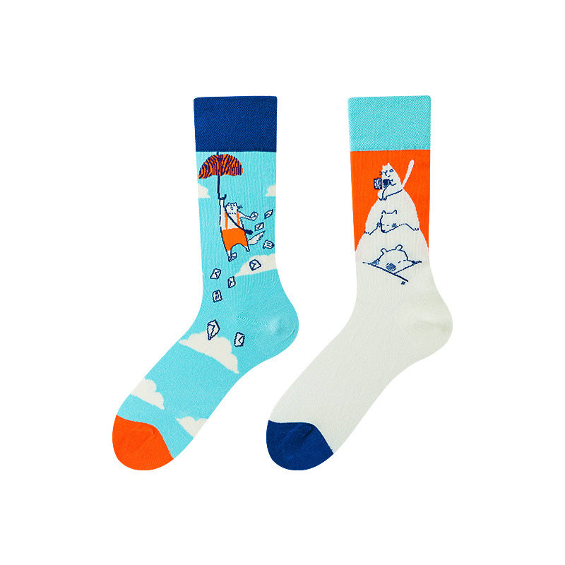 Asymmetric Middle Tube Cotton Socks Children