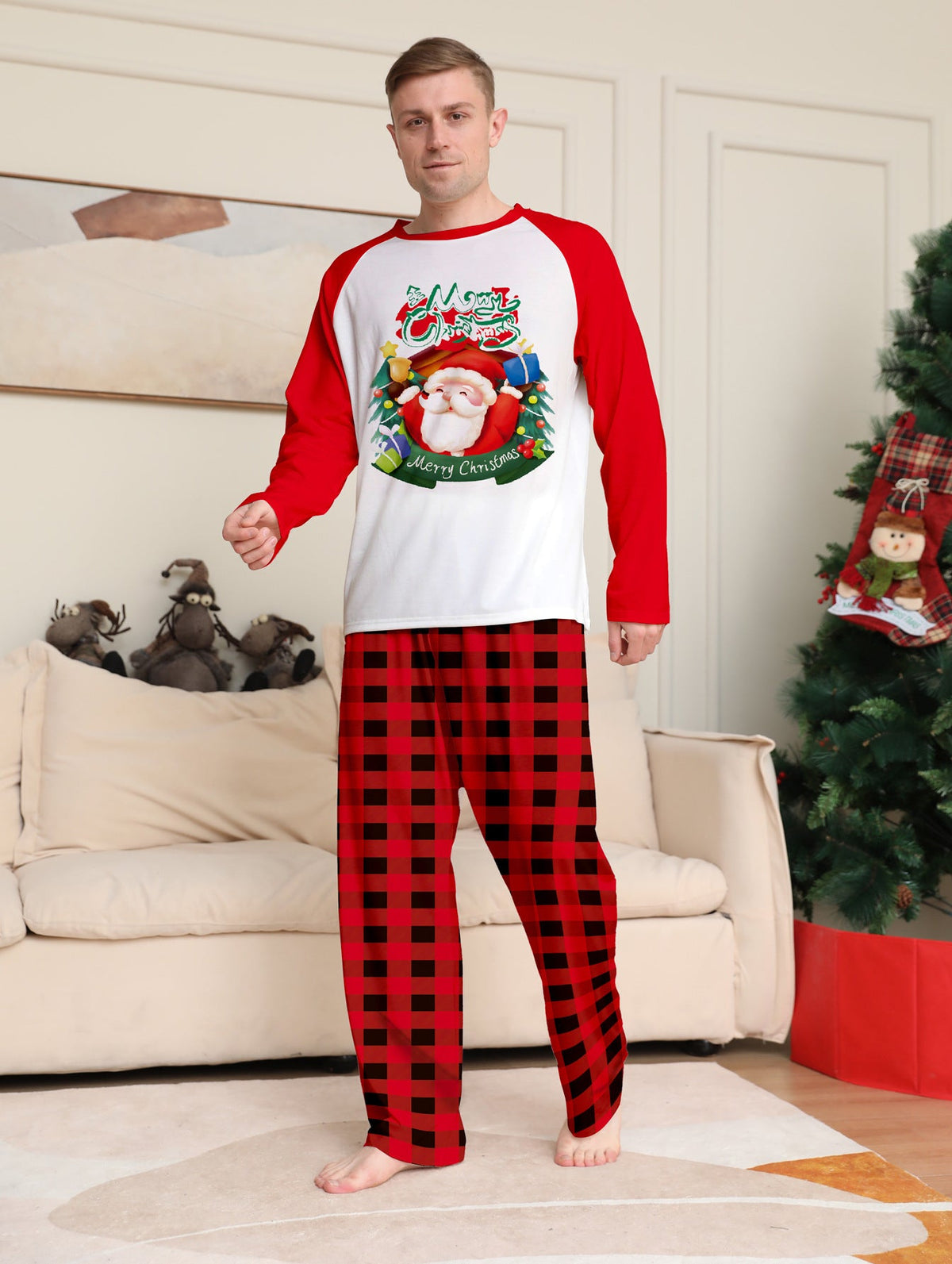 Cartoon Plaid Printed Long Sleeve Holiday Suit