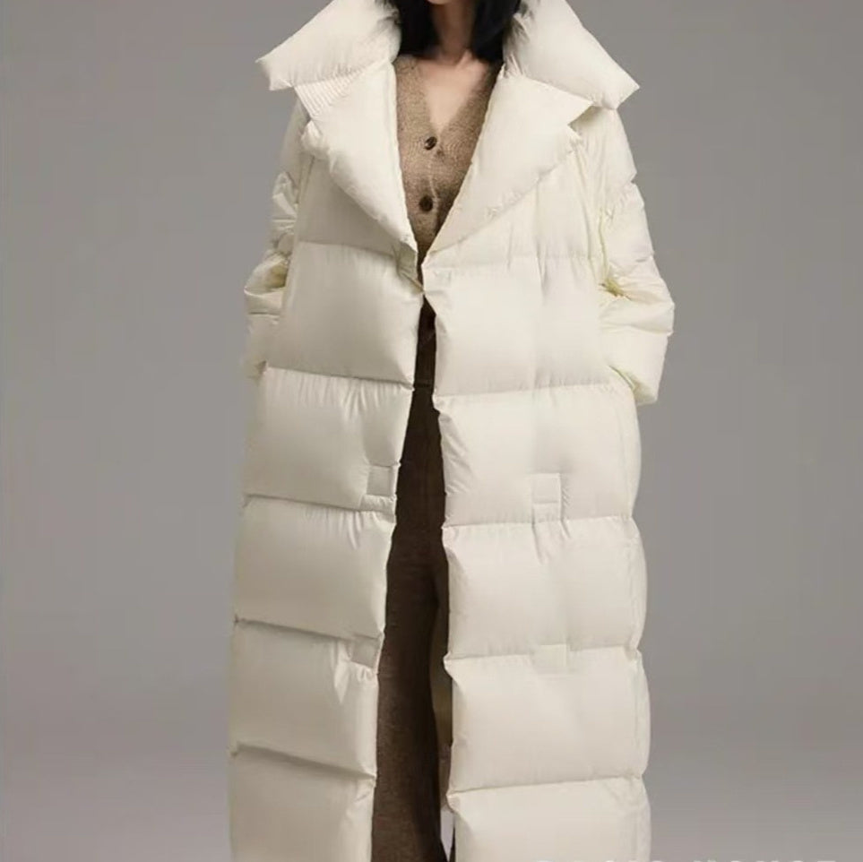 Womens New Winter Mid-Length Over-the-Knee Loose Coat