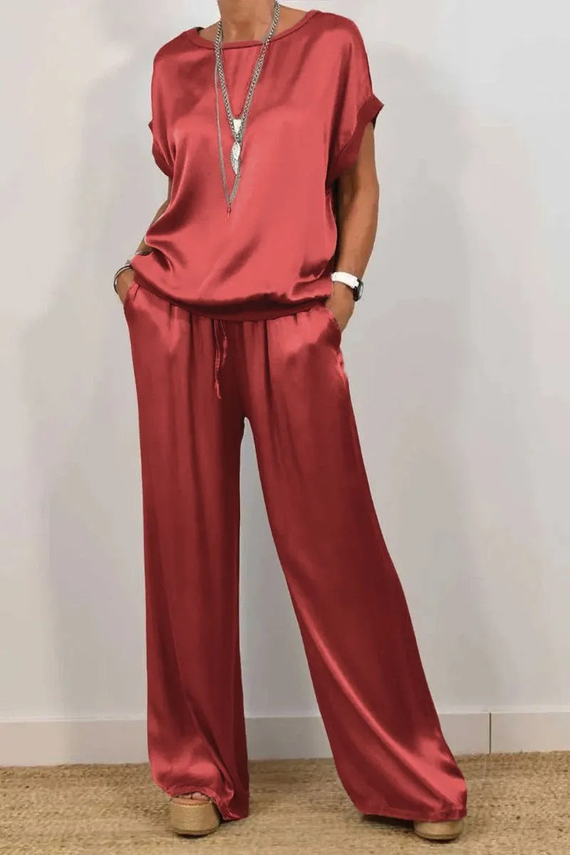 2026 Spring Summer New Cross-Border Trade Amazon Independent Site Trendy Loose Shirt Wide-Leg Pants Casual Set