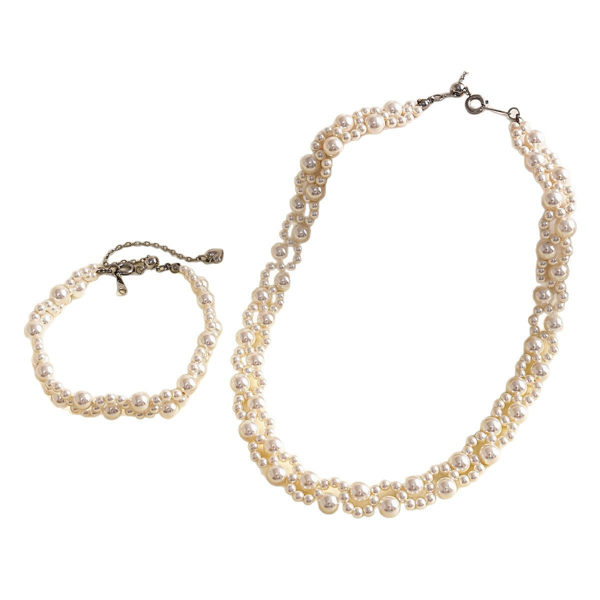 Retro Pearl Beaded Round Geometric Necklace For Women