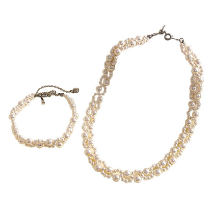 Retro Pearl Beaded Round Geometric Necklace For Women