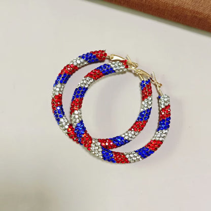 Exaggerated Fully Diamond-studded Sparkling Hoop Earrings