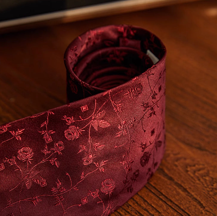 Three-fold Roll Wool Lining Handmade Silk Jacquard Tie