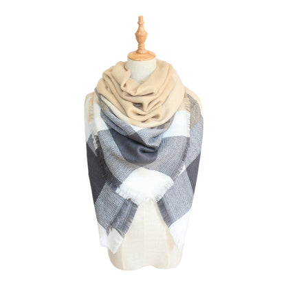 Plaid-print Versatile Neck Scarf Shawl