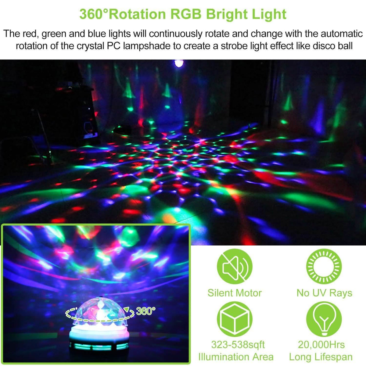 E27 3W Rotating RGB LED Light Bulb