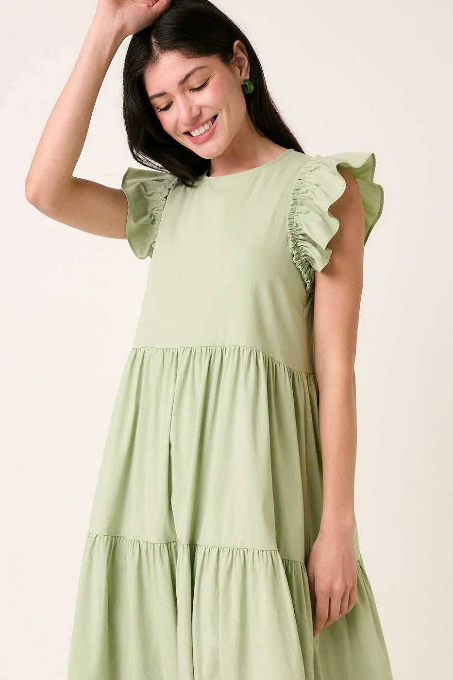 Mittoshop Ruffle Short Sleeve Tiered Maxi Dress