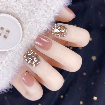 Champagne Gold Diamond Fake Nails