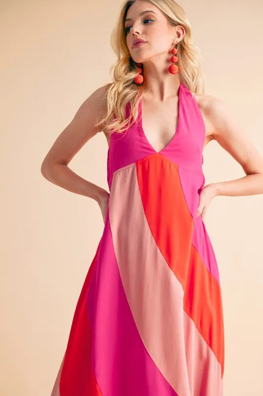 Aemi+Co Color Block Sleeveless Maxi Dress