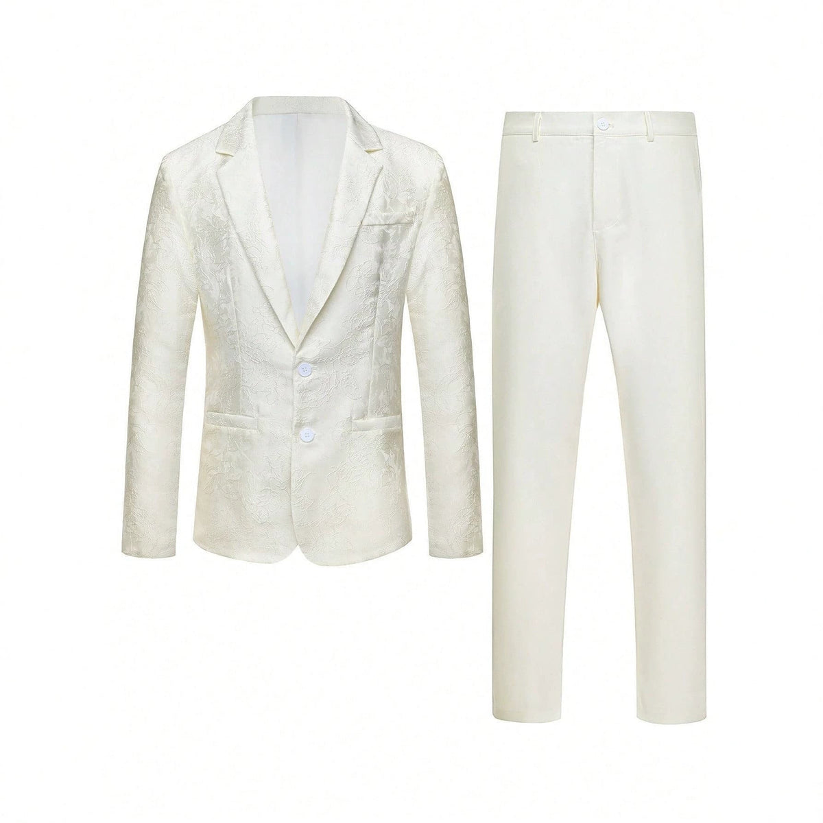 Dark-Pattern Jacquard Light Business Suit Set