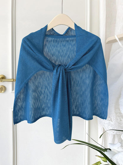 Womens Plus-Size Knitted Shawl With Bamboo-Strip Pattern