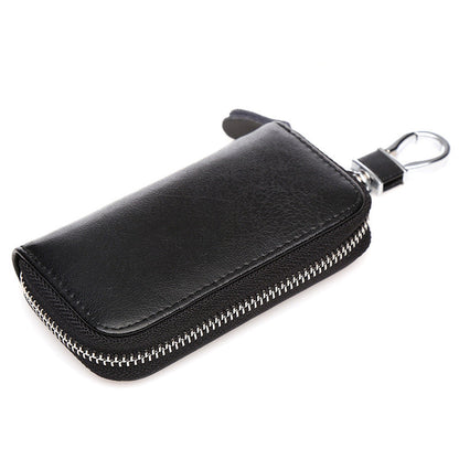 Men's Leather Zipper Multi-function Car Key Holder