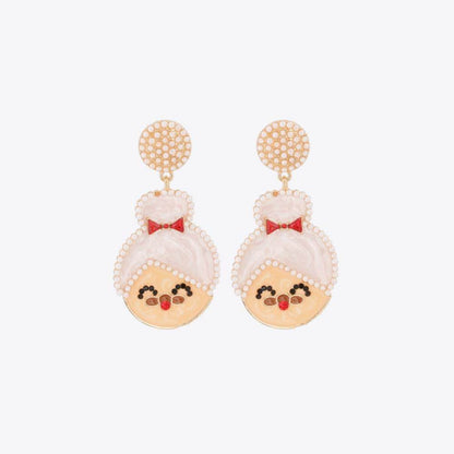 Rhinestone Alloy Mrs. Claus Earrings for Festive Style