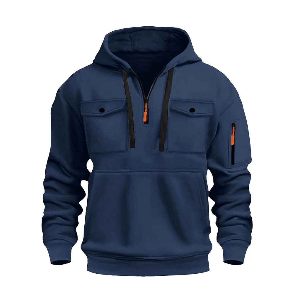 Men's Zip-up Hoodie With Multiple Pockets