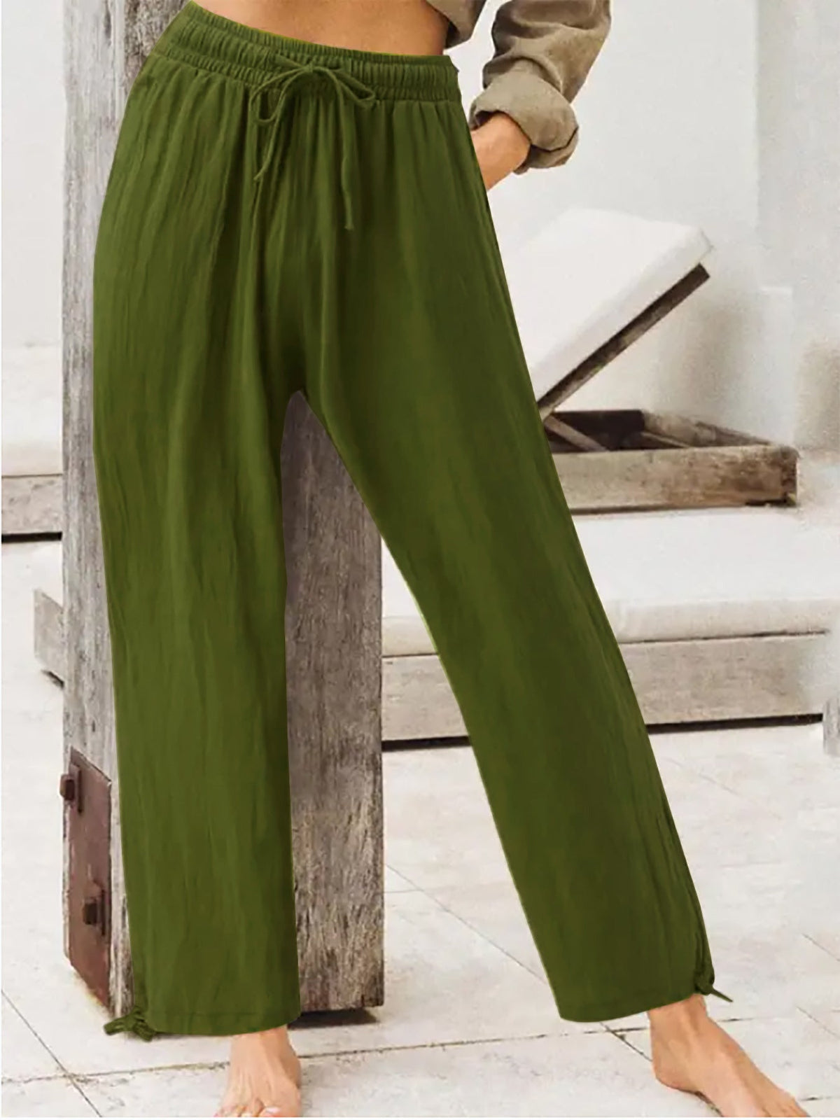 Womens Solid-Color Summer Casual Home Pants