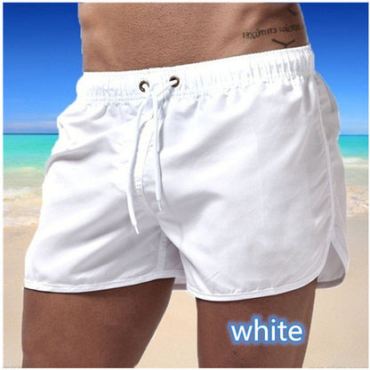 Mens Solid-Color Three-Quarter-Length Beach Shorts