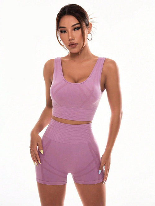 Scoop Neck Wide Strap Top and Shorts Active Set For Women