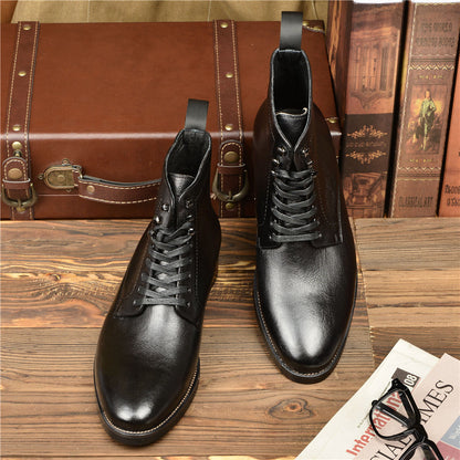 Soft Top Cowhide High Top Boots For Men