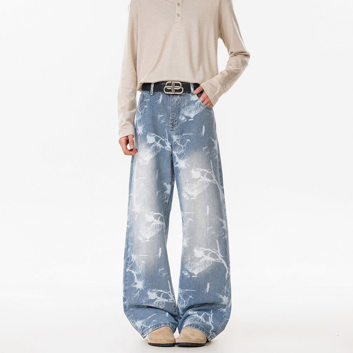 American-style Fashionable Jacquard Denim Jeans For Men