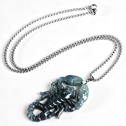 Jadeite Scorpion Pendant With S925 Silver Setting