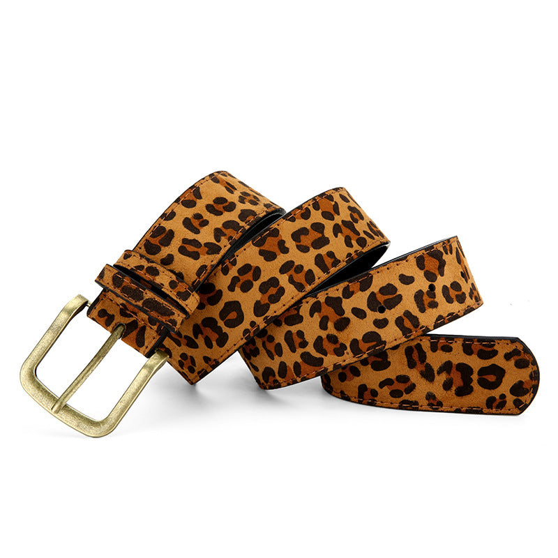 Leopard-print Belt With A Stylish Alloy Pin Buckleperfect For Any Pair Of Pants