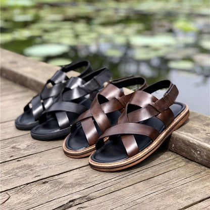Summer Genuine Leather Casual Sandals Men