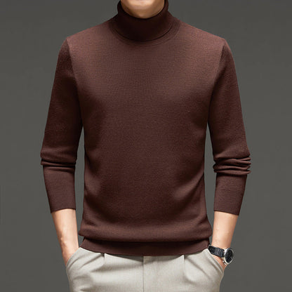 Men's Turtleneck Wool Sweater Winter Thickened Solid Color Plain Style