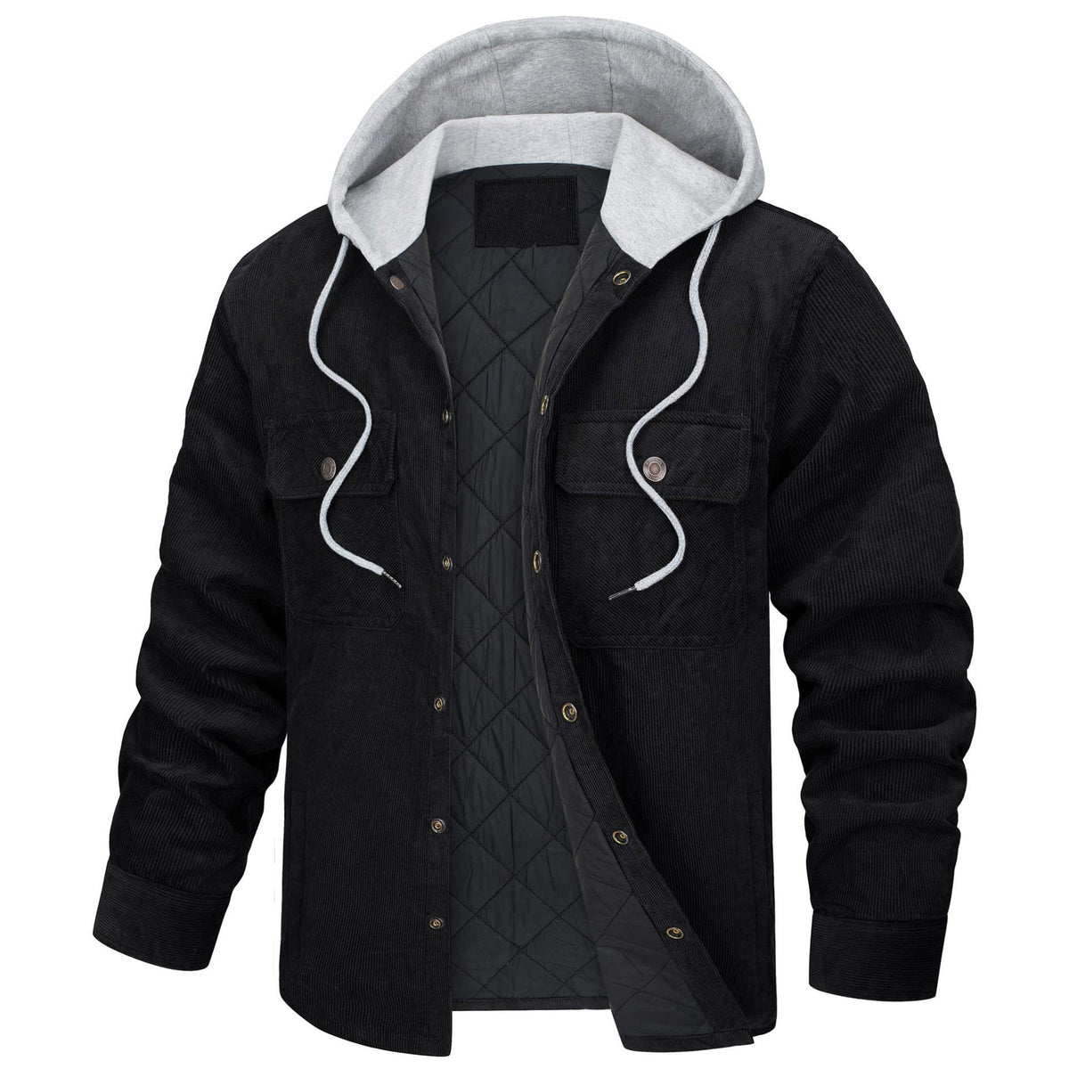 Corduroy Hooded Long Sleeve Cotton