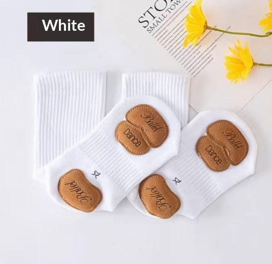 Womens Spring Autumn Dance Socks With Leather Soles Non-slip For Modern Dance Practice
