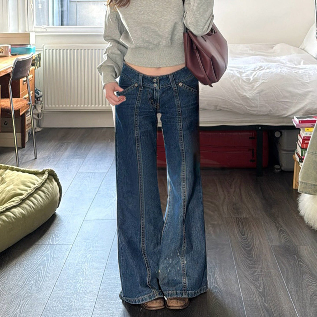American-style Vintage Slimming Design Skinny Jeans
