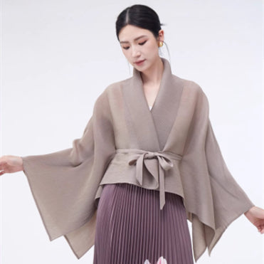 Loose-fitting Collared Tie-waist Irregular High-quality Versatile Cardigan Shawl