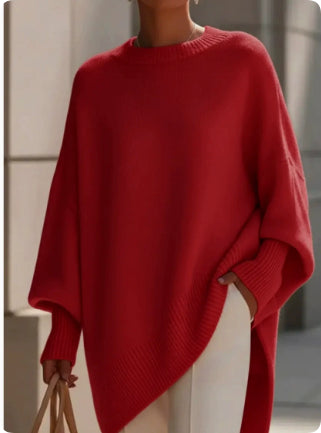Women's Thick Knitted Pullover Sweater Loose Fit Round Neck Casual All-Match Top For Autumn Winter