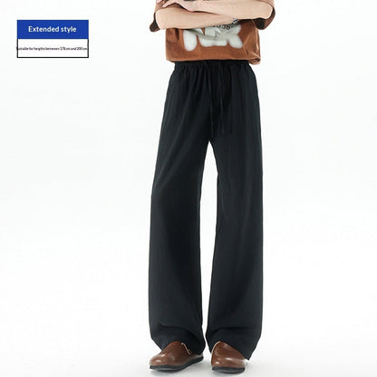 Mens Summer Thin-Style Loose Straight-Leg Ice Cotton Extended Casual Pants