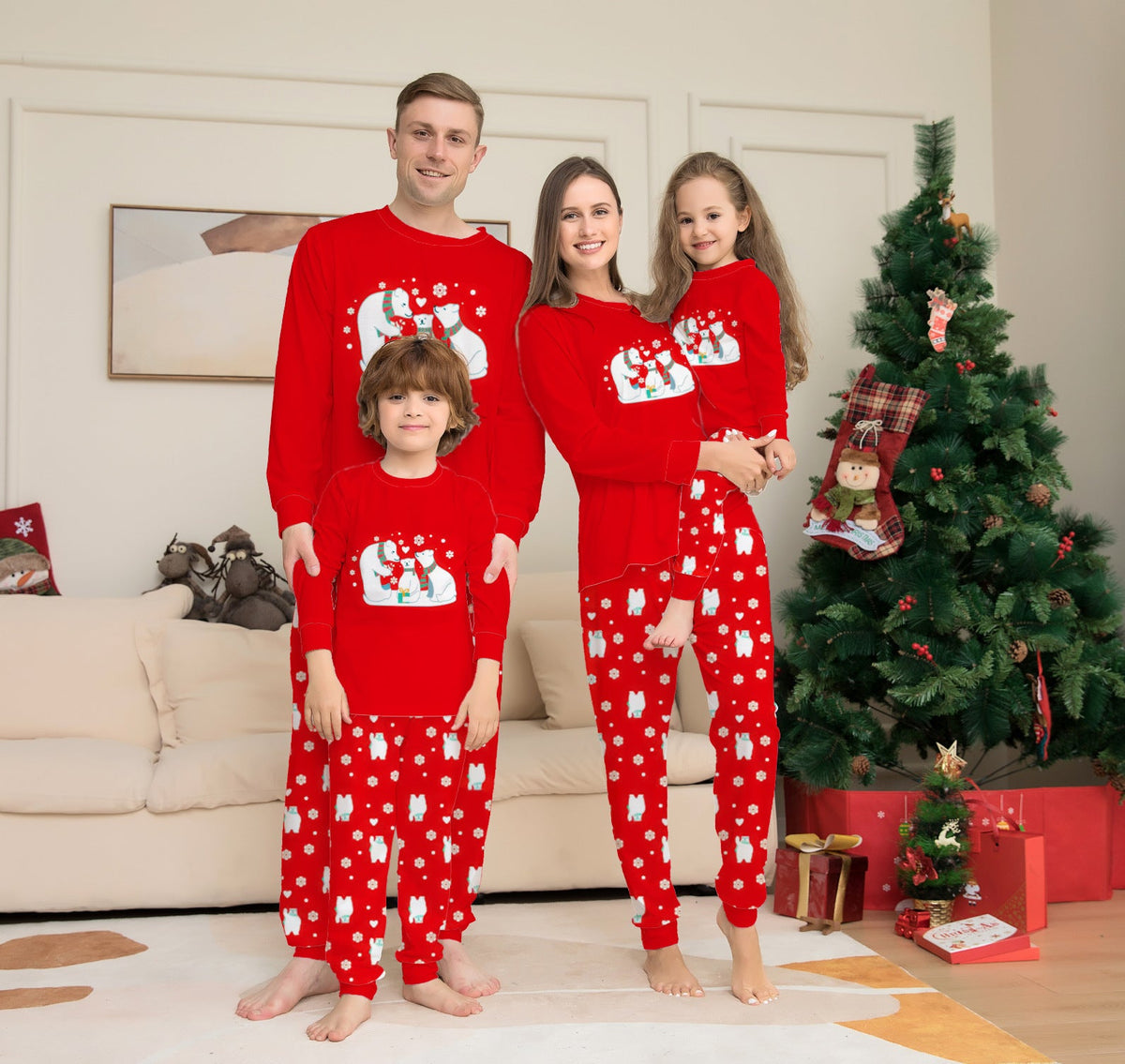 Red Snowman Parent-child Christmas Suit New