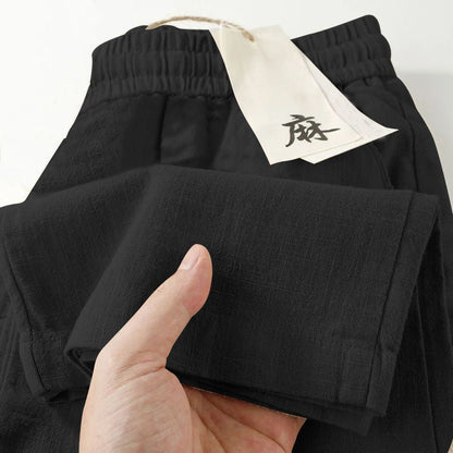 Cropped Ice-silk Breathable Elastic-waist Pants With Pockets
