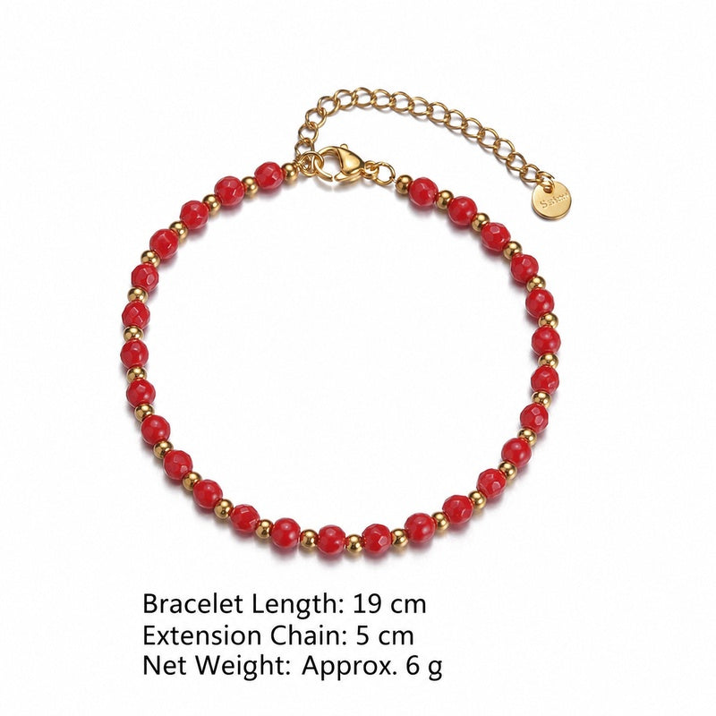 Stainless Steel Beaded Chain Bracelet For Women