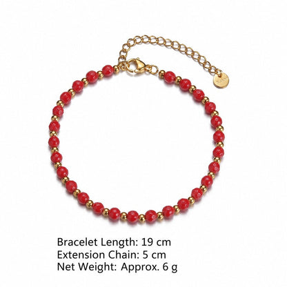 Stainless Steel Beaded Chain Bracelet For Women