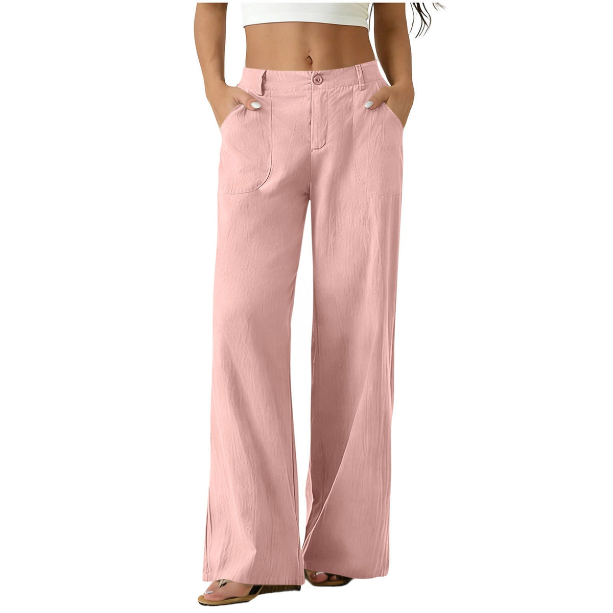 European And American Cross-border Women's Clothing  Women's Formal Suit Pants With Elastic Waistband, Patch Pockets, Solid Color, Single-button Trousers