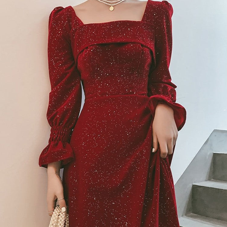 Bridal Toast Attire Red Autumn Party Look