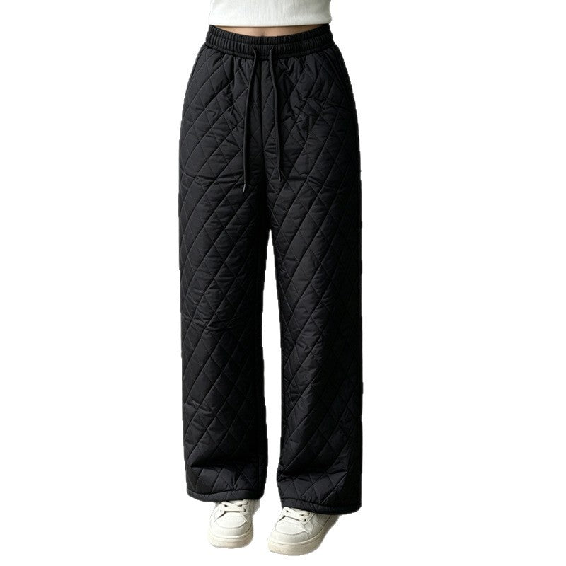 Retro Elastic-waist Ultrasonic Cotton Pants
