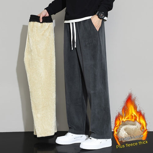 Winter Men's Cashmere Straight Wide-leg Pants