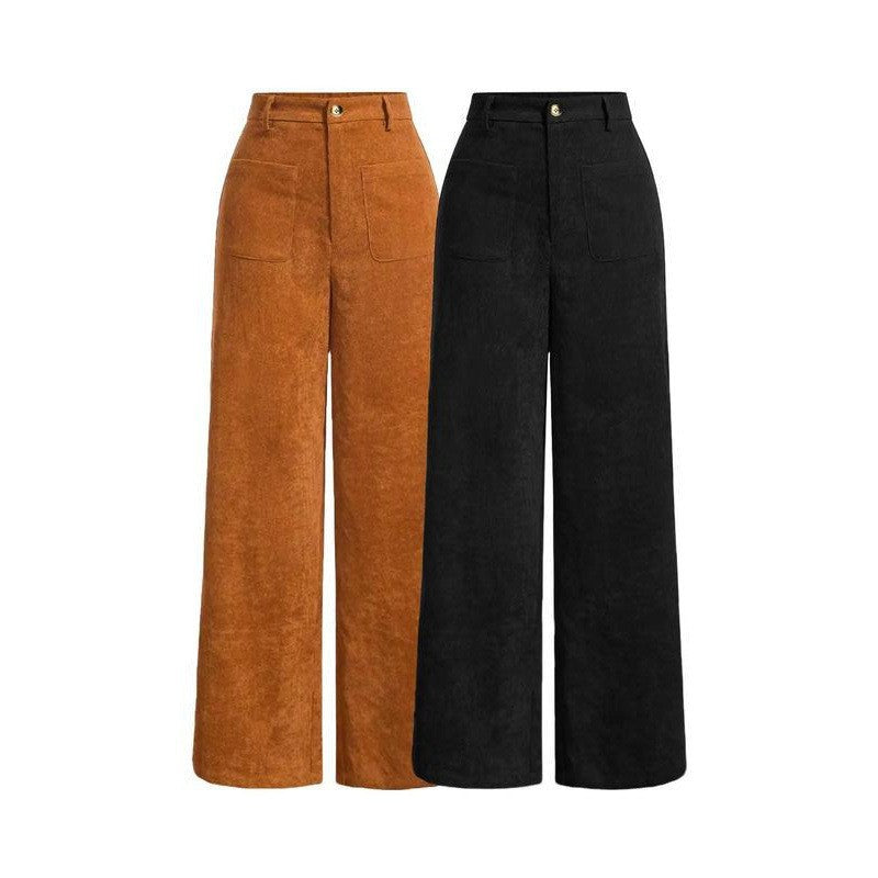 Spring And Autumn Retro Straight-leg Corduroy Pants