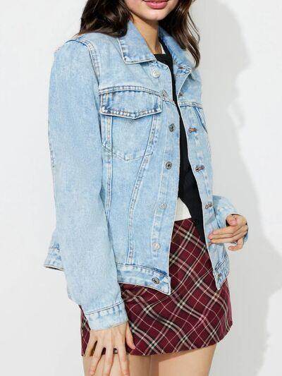 Button Up Long Sleeve Denim Shacket for Stylish Outfits