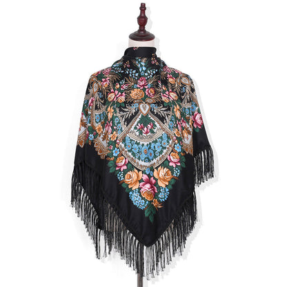 Shade And Sunscreen Printed Fringed Shawl