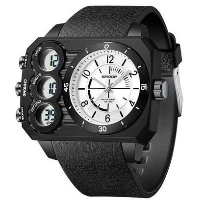 Outdoor Sports Waterproof Watch For Men Rugged Design With A Large Dial And Dual Display