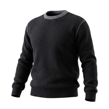 Double Zipper Round Neck Long Sleeve Sweater Men