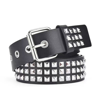Square Bead Rivet Metal Pyramid Belt