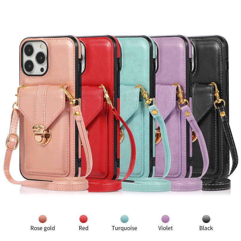 Creative Card Leather Lanyard Phone Case