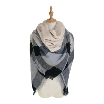 Plaid-print Versatile Neck Scarf Shawl